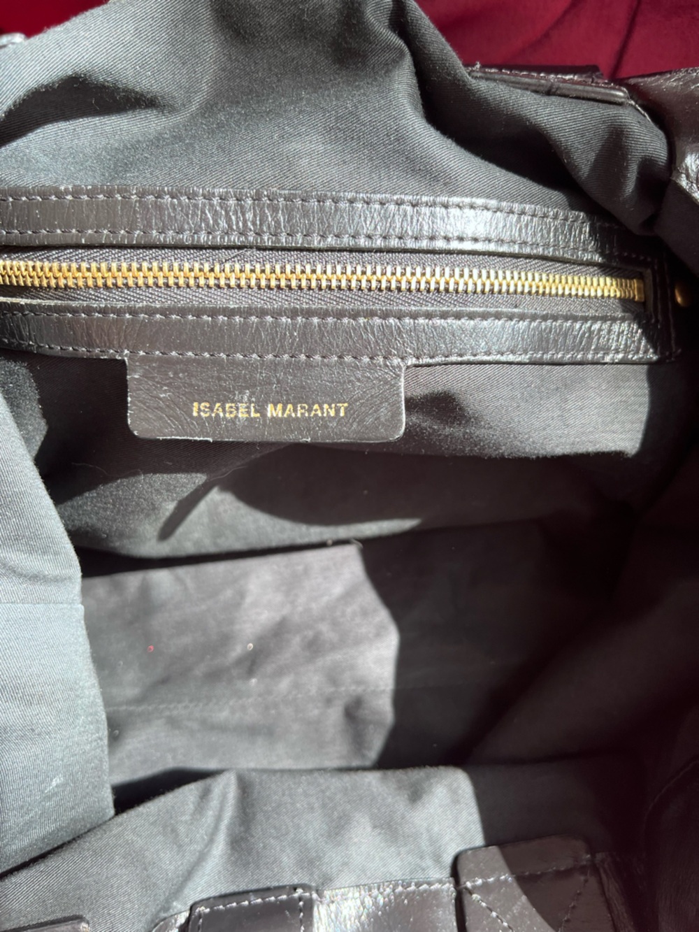 Isabel Marant Wardy Tote—Double-Handle Black Leather with Gold Zipper - Picture 8 of 16